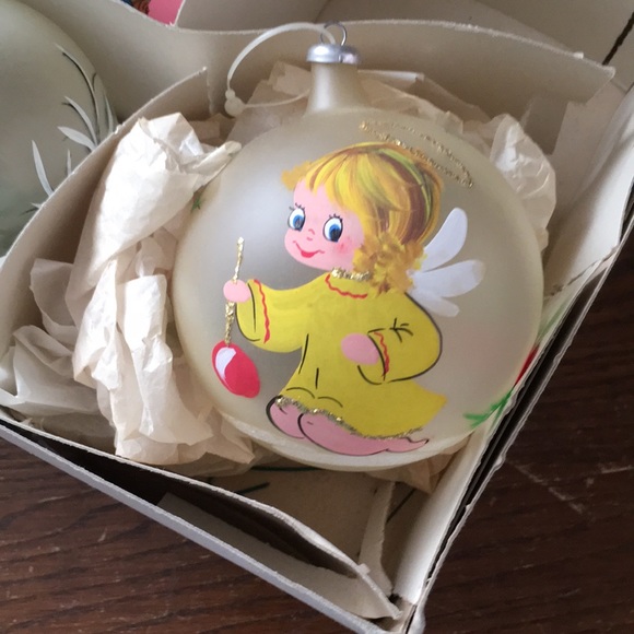 Vintage Hand/Mouth Blown Christmas Ornaments -Set of 4 - Bear, Elf, Angels - Picture 6 of 7